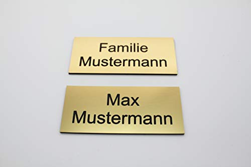Türschild mit Gravur Gold - Namensschild Name - Büro Kunststoff | selbstklebend, eckig | Gravur, graviert, gestalten | Groß | Größen: 6x2 cm - 8x3,5cm (8x3,5cm) von CopterFarm