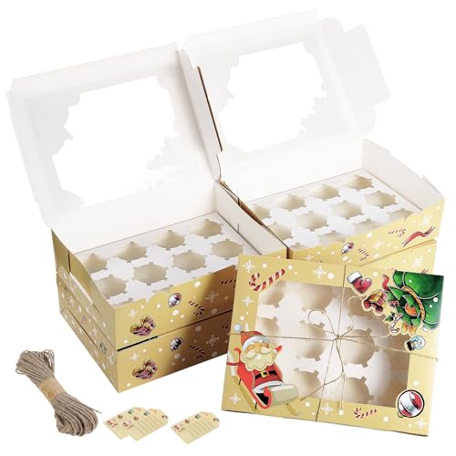 Coptiner 10pcs Cupcake Boxen 12 Loch recycelbar Cupcake Boxen mit Fenster für Muffin Gebäck Cookies Brownies von Coptiner