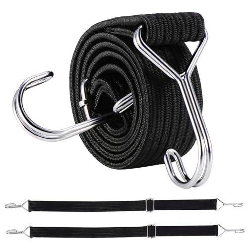 Coptiner 2er Set Expander Spanngurte Mit Haken Flach Verstellbar Belastbar Gummizug Mit Metallhaken Extra Stark Gummispanner Gummibänder Für Sonnensegel Garten Fahrrad Auto Tarps Schwarz von Coptiner