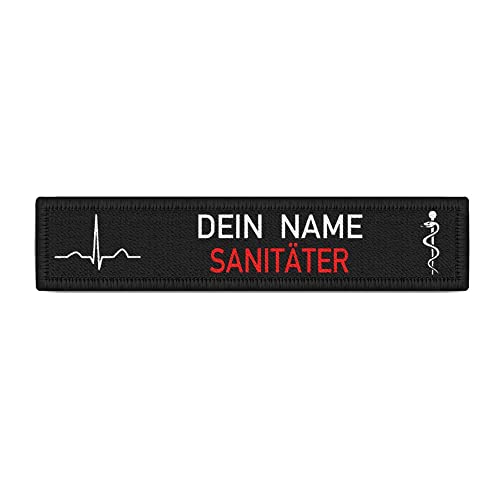 Copytec SANITÄTER Dein Name QRS Komplex Patch Herzlinie Feuerwehr Rettungdienst #37072 von Copytec