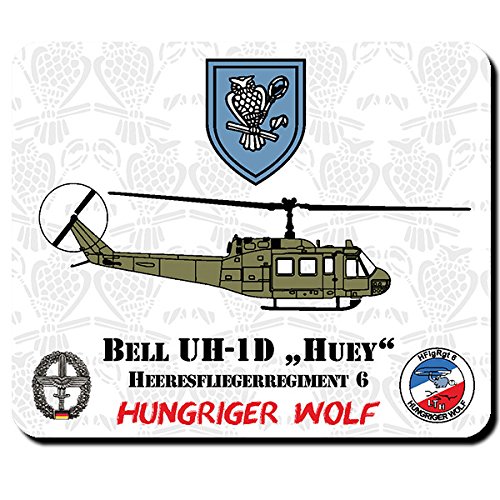 HFlgRgt 6 Heeresfliegerregiment 6 Hungriger Wolf Bell UH-1D HUEY Mauspad #11126 von Copytec