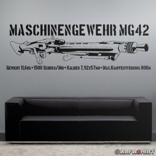 MG42 mit Daten Maschinengewehr Deko Wandtattoo 120x38cm #7645 von Copytec