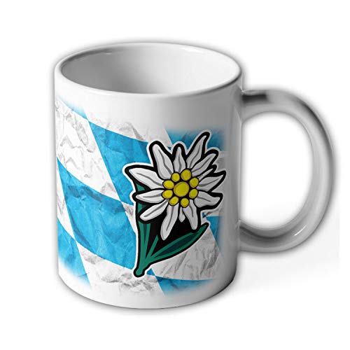 Tasse Bayern Edelweiss Kaffee Becher Alpen Blume Raute blau weiß #36378 von Copytec