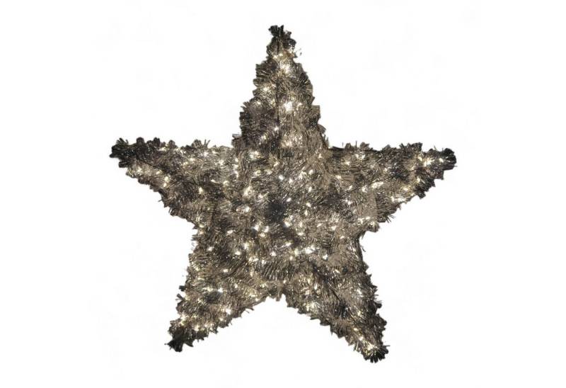Cor Mulder LED-Dekofigur LED-Stern zum Aufhängen 50 cm 300 LEDs warmweiß silber Lametta Fernbed (kein Set) von Cor Mulder