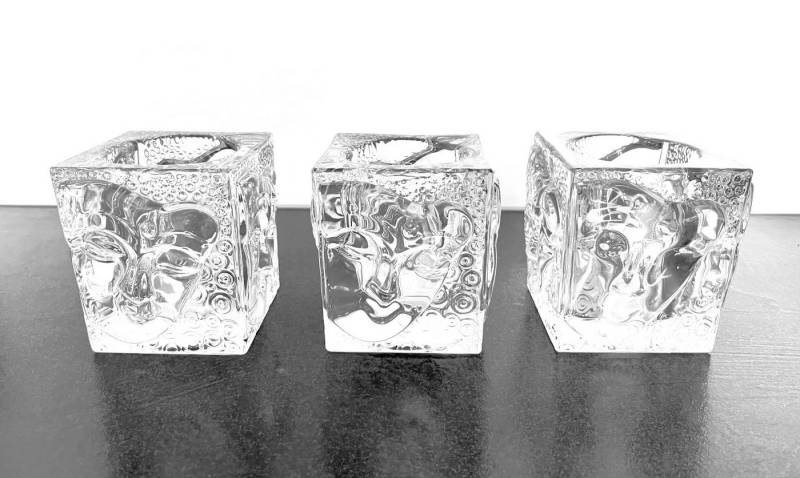 Cor Mulder Teelichthalter Teelichthalter Glas Transparent Buddha Gesicht 3er Set 9 cm, 3er Set Cor Mulder Teelichthalter Teelichthalter Glas Transparent Buddha Gesicht 3er Set 9 cm, 3er Set von Cor Mulder