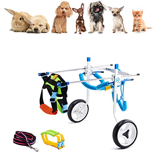 Cora Pet Gehhilfe Hund Rollstuhl Hunderollstuhl für Katze Kaninchen, Hund Hinterbein/Hintere Füße, Leichter Rollwagen Hundegehilfe Hunderollwagen, Dog Wheelchair Einstellbare für Haustier von 2~30 kg von Cora Pet