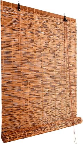 Bambus Rollo 40x130cm (Breite x Höhe) Sichtschutz und Sonnenschutz Jalousie Vorhang für Fenster, Tür, Balkon und Garten | Handgefertigtes Bambusrollo aus Schilfrohr mit Seiljustierung Wohnzimmer von Coradoma