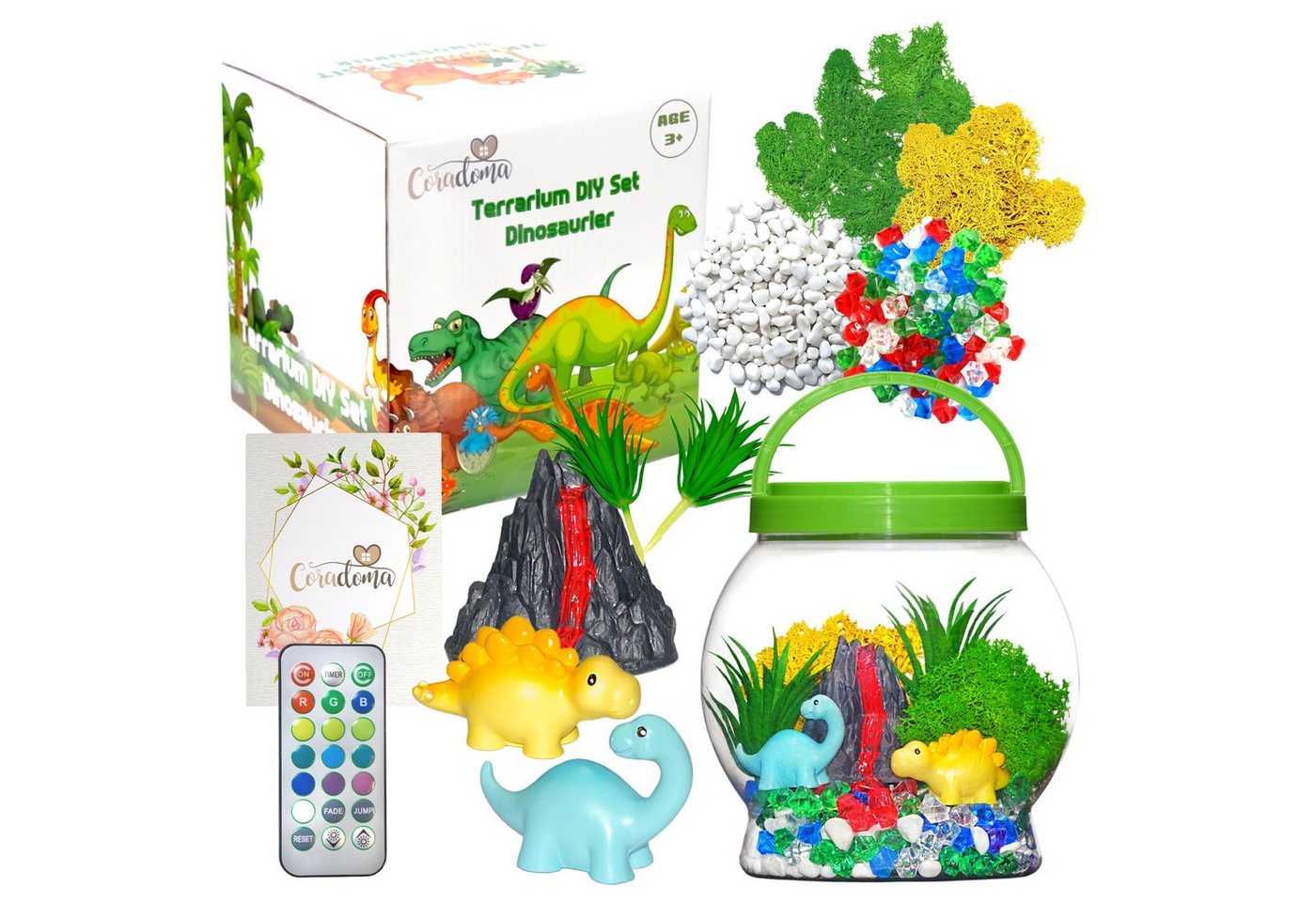 Coradoma Kreativset Terrarium Kit für Kinder DIY Bastelset mit Nachtlicht Lampe Deko, Junge und Mädchen Geschenke von Coradoma