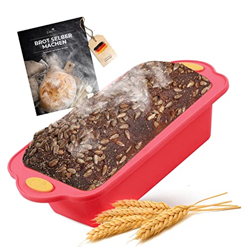 Coradoma Silikon Backform Rechteckig inkl. Rezept | Silikonform zum Brot Backen | Brotbackform 1000g Brottopf Set Springform Kastenform Kuchen | Brotform & Kuchenform von Coradoma