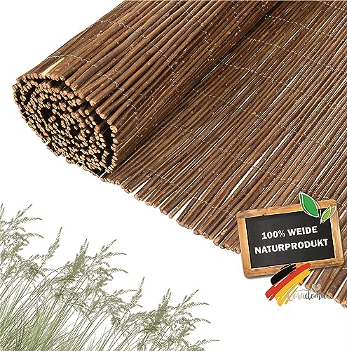 Coradoma Weidenmatte Sichtschutz in 12 Größen | 120x500 cm | Sichtschutzmatte aus Weide für Balkon, Garten und Terrasse | natürlicher Zaun Sichtschutz Balkonsichtschutz Lärmschutz Windschutz von Coradoma