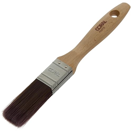 Coral Aspire 31711 Pinsel, 2,5 cm, professionell, fester, gerader Schnitt mit flachem Profil für schnelle, präzise, ultraglatte Oberfläche, mit Emulsions- oder Glanz, FSC-Holzgriff von Coral