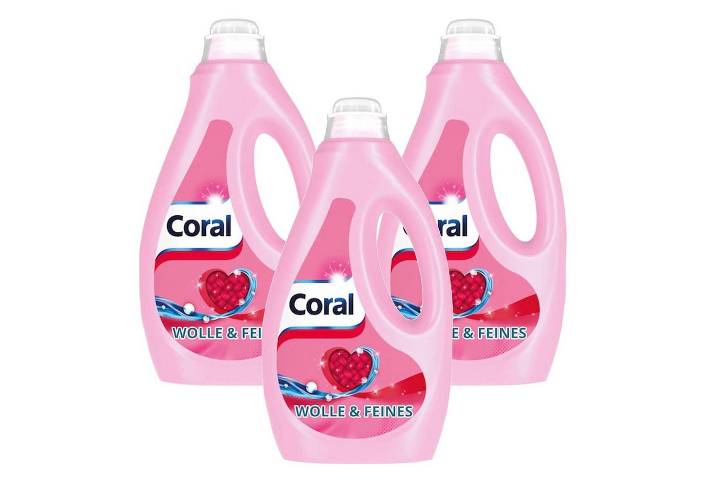 Coral Wolle & Feines Feinwaschmittel für schonende Reinigung 23WL (1.15 L) Colorwaschmittel (3-St) von Coral