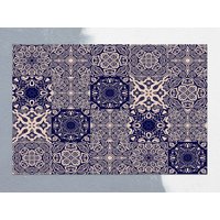 Arabeske Fliesen Vinyl Matte, Marine Bodenmatte, Beige Teppich, Ornament Linoleum Vinylboden, Wohnzimmermatten von CoralHorizon