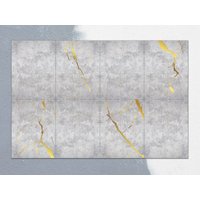 Gemischte Marmorfliesen Grau Und Gold Nachahmung Vinyl Matte, Grauer Teppich, Linoleum Marmor Bodenmatte, Pvc Flächenteppich, Kunstmatte von CoralHorizon