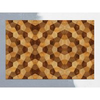 Geometrisch Imitierende Holz Vinyl Matte, Bronze Teppich, Brauner Linoleum Bodenmatte, Bereichsteppich, Komfortmatte von CoralHorizon