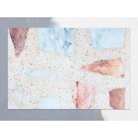 Große Stücke Marmor Vinyl Matte, Blauer Linoleum Teppich, Orange Bodenmatte, Solide Küchenmatte, Bereich Küchenmatten Für Den Boden von CoralHorizon