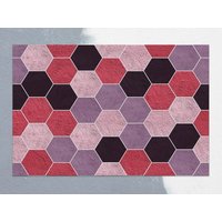 Hexagon Betonfliesen Vinyl Matte, Lila Linoleum Teppich, Rosa Bodenmatte, Küchen Vinylboden, Kunst Matte von CoralHorizon