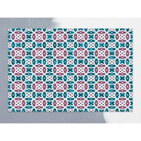 Kaleidoskop Vinyl Teppich, Türkiser Linoleum Ornament Bodenmatte, Dekorative Matte von CoralHorizon