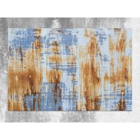 Künstlerisch Rostiger Teppich Vinyl Matte, Brauner Bodenmatte, Blauer Vinylteppich, Abstrakter Linoleumteppich, Küchenmatte, Küchendeko von CoralHorizon