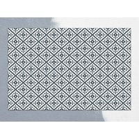 Marokko Graue Klassik Fliesen Vinyl Matte, Grauer Teppich, Weißer Linoleum Bodenmatte, Dekorative Kunst Matte von CoralHorizon