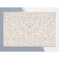 Natürliche Mosaik-Vinylmatte, Orange Vinylbodenmatte, Beigefarbener Vinylteppich, Fester Linoleumteppich, Küchenmatte, Vinylboden, Küchenmatten von CoralHorizon