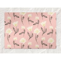 stuhlmatte Mit Zarten Blumen, Rosa Splat-Matte, Weiße Vinyl-Bodenmatte, Pflanzenschutzmatte, Pvc-Matte, Dekorative Matte, Geschenkidee, Spritzmatte von CoralHorizon