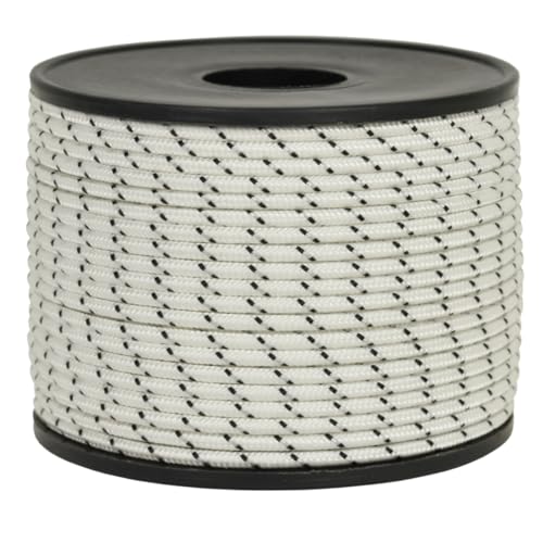 Corderie Italiane®, 006091097, Taucherwinde, Kern aus Dyneema® SK75 geflochten, Bezug aus hochfestem Polyester, Durchmesser 2,0 mm, 25 Meter, Farbe weiß - schwarz von Corderie Italiane