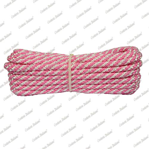 Corderie Italiane 006015086 Seil Luxury, 6 mm, 10 m, fluoreszierend, zweifarbig Rosa/Weiß von Corderie Italiane