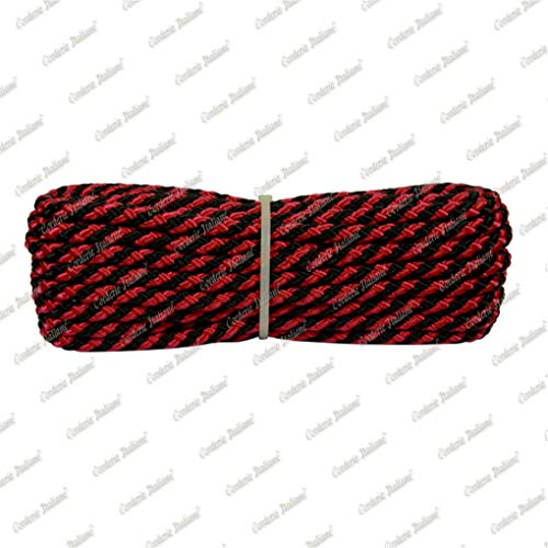 Corderie Italiane 6015178 – Braid, 8 mm-10 MT, birosso/Schwarz Luxus-00, Farbe: rot/schwarz von Corderie Italiane