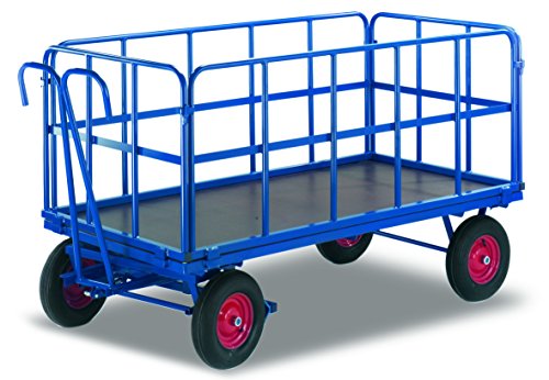 Handpritschenwagen mit 4 Rohrgitterwänden Traglast (kg): 1000 Ladefläche: 1940 x 940 mm RAL 5010 Enzianblau von Cordes