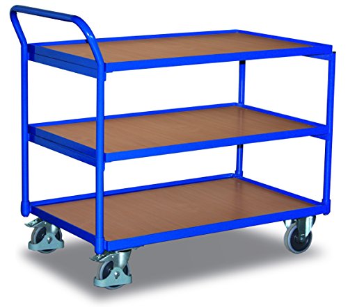 Tischwagen mit 3 Ladeflächen Traglast (kg): 250 Ladefläche: 835 x 490 mm RAL 5010 Enzianblau von Cordes