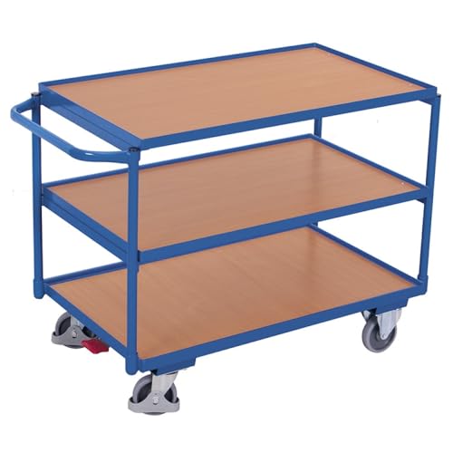 Tischwagen mit 3 Ladeflächen Traglast (kg): 250 Ladefläche: 985 x 590 mm RAL 5010 Enzianblau von Cordes