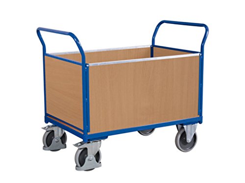 Vierwandwagen mit Holz RAL5010 Enzianblau Rungenwagen Plattformwagen von VARIOfit