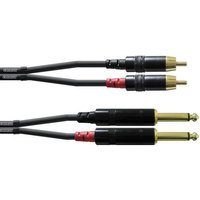 Cordial CFU3PC Audio Adapterkabel [2x Klinkenstecker 6.35mm - 2x Cinch-Stecker] 3.00m Schwarz von Cordial