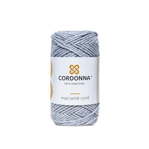 2 mm Makramee Baumwolle Garn aus 25 Fäden 100 m gezwirnte Makramee Schnur Farbiger Baumwoll Strick für Bastelarbeiten, Wandteppiche und Pflanzenampeln Makramee Zubehör Cordonna - Grau 2 mm Makramee Baumwolle Garn aus 25 Fäden 100 m gezwirnte Makramee Schnur Farbiger Baumwoll Strick für Bastelarbeiten, Wandteppiche und Pflanzenampeln Makramee Zubehör Cordonna - Grau von Cordonna