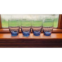 Jahrgang Libbey Tiara Bleu 10 Unze Optik Wirbel Gläser-Set Von 4 von CordovaVintage