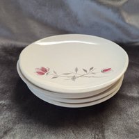 Vintage Franciscan Duet Floral Grau Und Rosa Brot & Butter Teller-Mid Century Geschirr von CordovaVintage