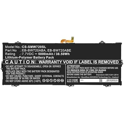 CoreParts Ersatzteil Battery for Samsung Tablet 38.50Wh Li-Pol 7.7V 5000mAh, W125994195 (38.50Wh Li-Pol 7.7V 5000mAh Black for Samsung Tablet Galaxy Book 12, Galaxy Book 12.0, Galaxy Book 2017) von CoreParts