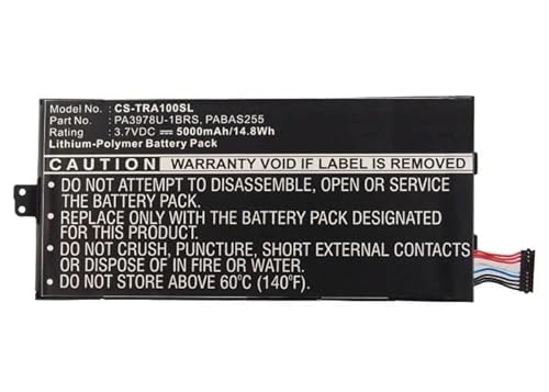 CoreParts Ersatzteil Battery for Toshiba Tablet 14.8Wh Li-Pol 3.7V 5000mAh, W125994205 (14.8Wh Li-Pol 3.7V 5000mAh Black for Toshiba Tablet Regza AT1S0, Thrive 7) von CoreParts