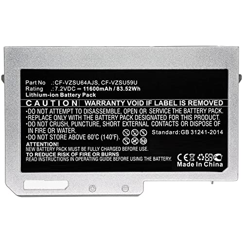 CoreParts Laptop Battery for Panasonic 83.52Wh Li-ion 7.2V 11600mAh, W125993555 (83.52Wh Li-ion 7.2V 11600mAh Grey for Panasonic Notebook, Laptop Toughbook CF-N10, Toughbook CF-S10) von CoreParts