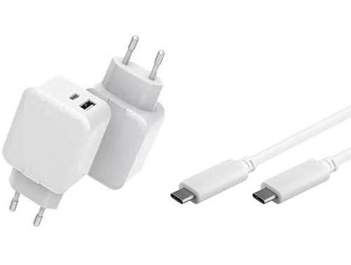 CoreParts USB-C Charger with 1meter USB-C Cable 30W 5V-12V/2A-3A, W126359772 (USB-C Cable 30W 5V-12V/2A-3A Output: USB-C + USB-A PD QC3.0 Input: 110-230V EU Wall, for Mobile Phones,) von CoreParts