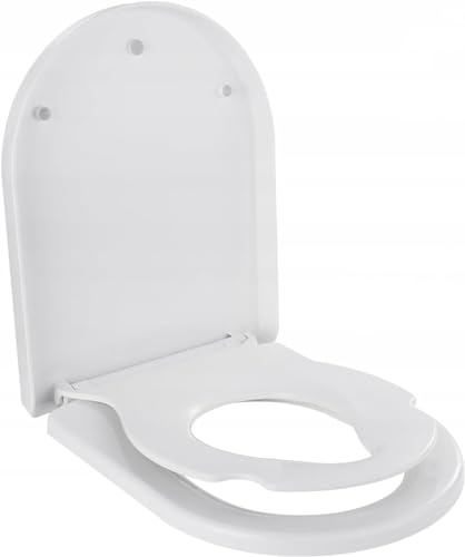 Coree Toilettendeckel, Toilettensitz Kinder, WC-Sitz mit Absenkautomatik, Quick-Release-Funktion, Familien Toilettensitz D Form, U-Form, Weiß, PP-Material, Kindersitzmagnet von Coree