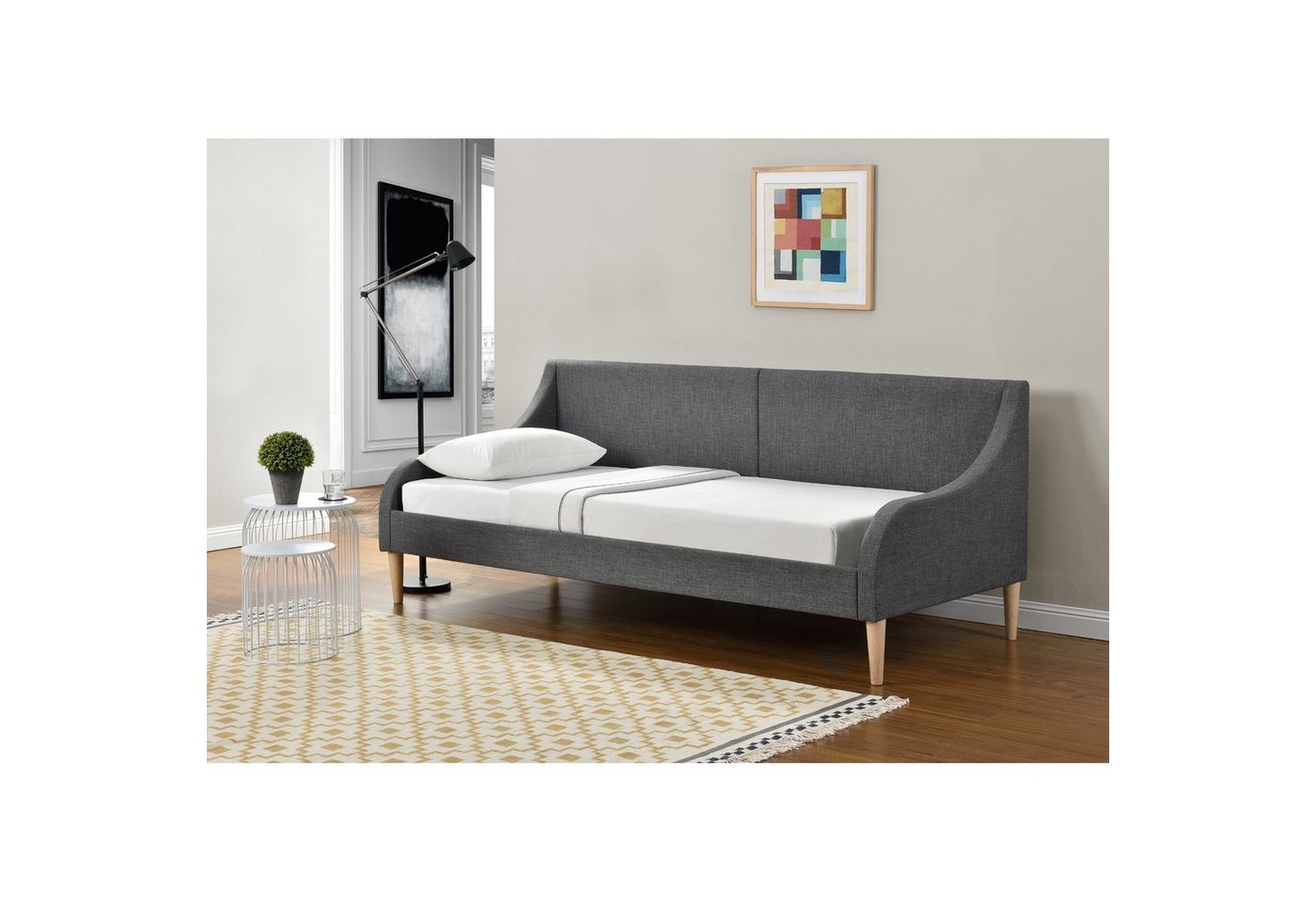 Corium Bett, »Lodz« Tagesbett 90x200cm Polyester Dunkelgrau von Corium