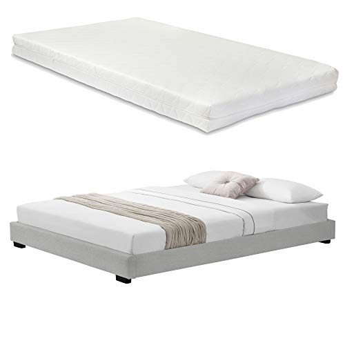 Corium Kunstlederbett mit Kaltschaum-Matratze und Lattenrost 180x200 cm Polsterbett aus Kunstleder mit Matratze ÖKO-TEX Standard 100 Doppelbett Lederimitat Ehebett in Weiß von Corium