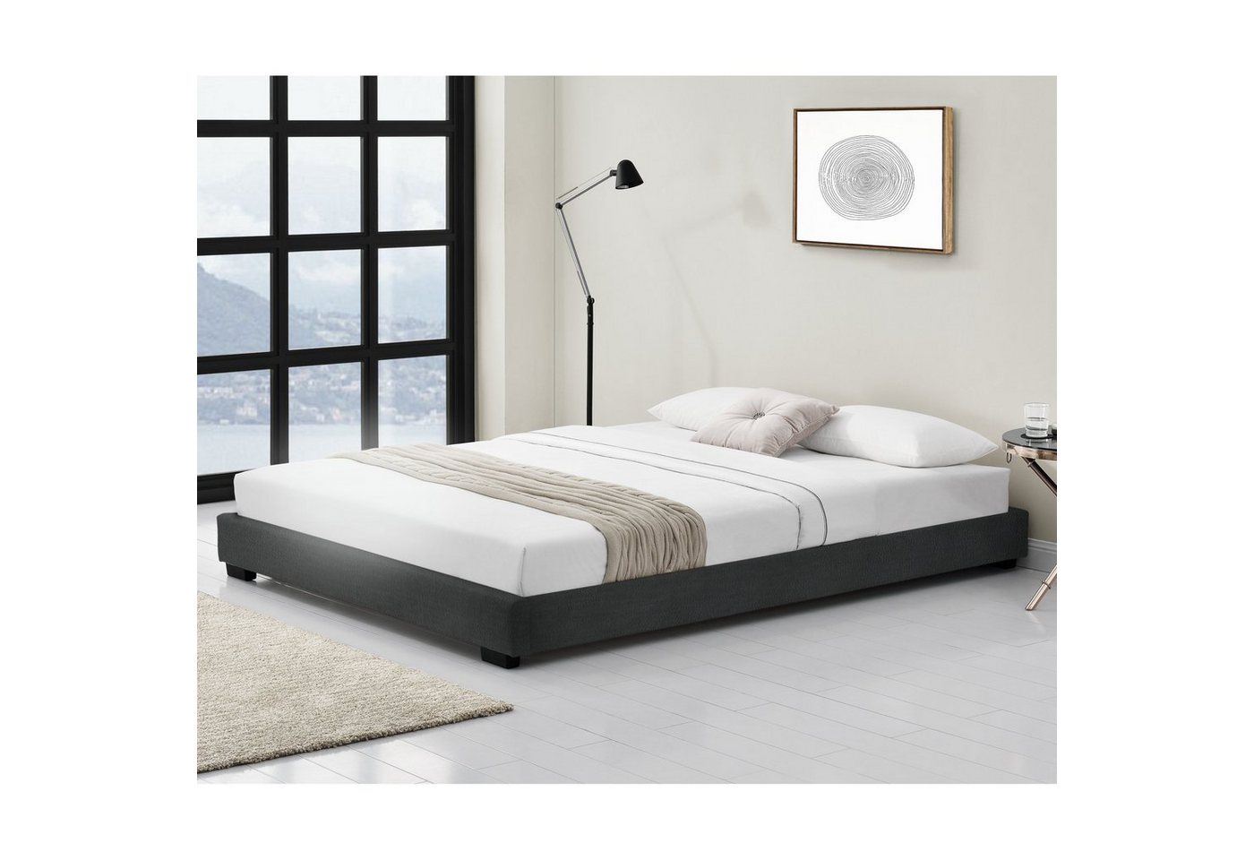Corium Polsterbett, »Masari« Modernes Bett 140x200cm mit Lattenrost schwarz Kunstleder von Corium