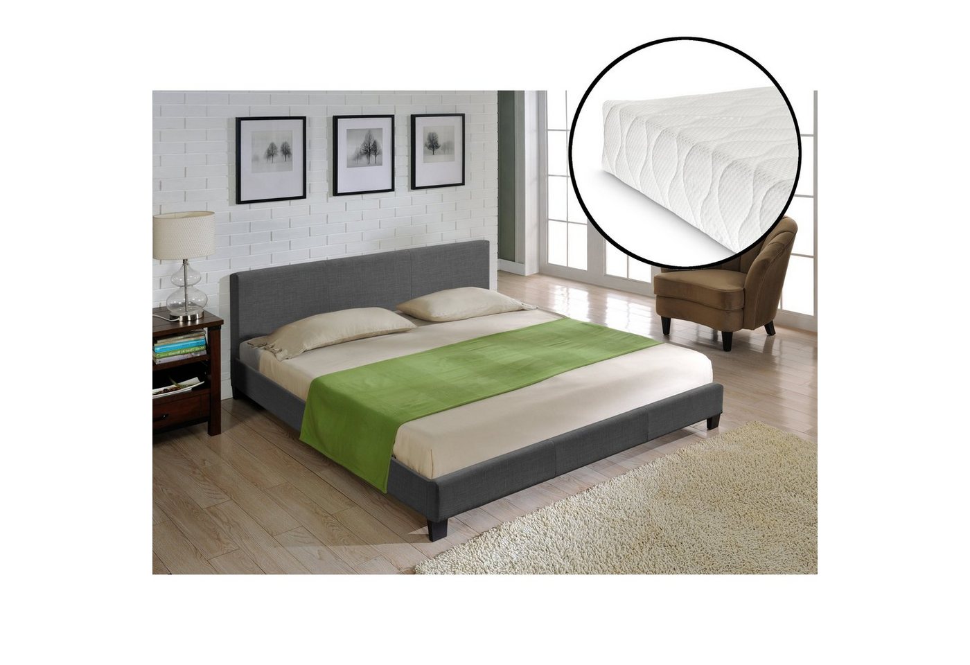 Corium Polsterbett, »Skagen« Basis Doppelbett mit Matratze 140x200cm von Corium