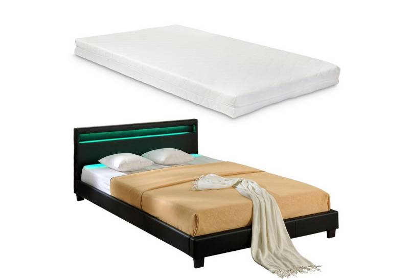 Corium Polsterbett (Bett und Matratze), LED-Bett »Paris« mit Matratze 180x200cm schwarz von Corium
