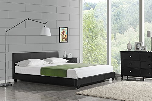 Corium Polsterbett Albacete 140x200cm Kunstlederbezug Doppelbett Bett mit Stecklattenrost Schwarz von Corium