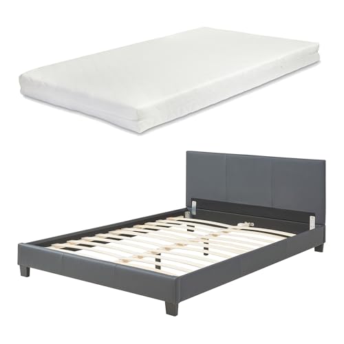 Corium Polsterbett mit Matratze - 140 x 200 cm - Dunkelgrau Kunstleder - mit Lattenrost Corium Polsterbett mit Matratze - 140 x 200 cm - Dunkelgrau Kunstleder - mit Lattenrost von Corium