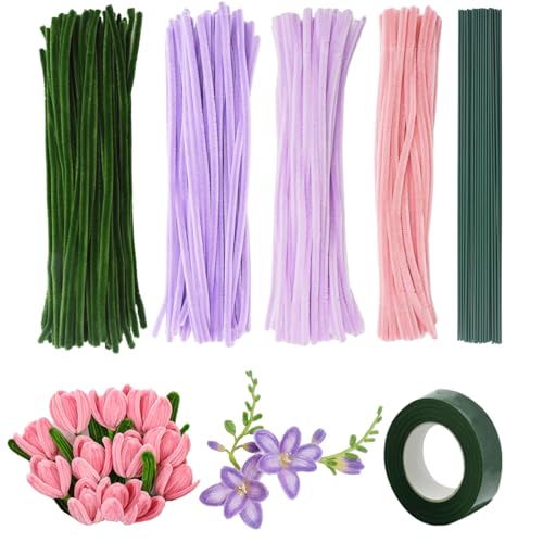 Coriver Pfeifenputzer Zum Basteln, 250 Stück, 4 Farben, 7mm Tulpen Rohrreiniger, Grüne Chenille Stiele, Pfeifenreiniger Blumen, Blumensträuße, Pipe Cleaner Flower für Anfänger DIY Dekorationen Coriver Pfeifenputzer Zum Basteln, 250 Stück, 4 Farben, 7mm Tulpen Rohrreiniger, Grüne Chenille Stiele, Pfeifenreiniger Blumen, Blumensträuße, Pipe Cleaner Flower für Anfänger DIY Dekorationen von Coriver